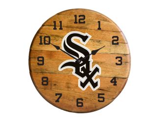 Chicago White Sox Oak Barrel Clock