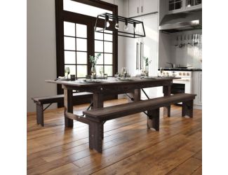 8' x 40" Rectangular Antique Rustic Mahogany Solid Pine Folding Farm Table