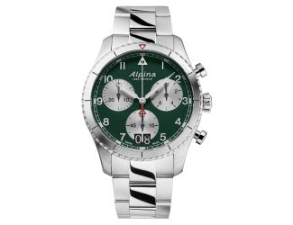 Alpina Mens Startimer Stainless Steel Bracelet watch, Green dial