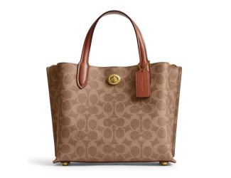 Coated Canvas Signature Willow Tote 24 - Tan Caramel/Brass