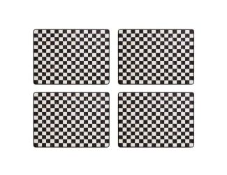 mocha check cork back placemats, set of 4