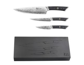 3-Piece Kuro Series Knife Starter Set w/Ashwood Box
