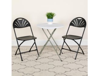 650 lb. Capacity Black Plastic Fan Back Folding Chair-Commercial & Event Chairs