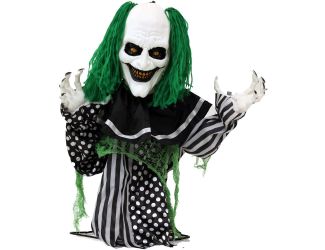 Animatronic Groundbreaker Clown with Lights and Sound, Indoor or Covered Outdoor Halloween Decoratio