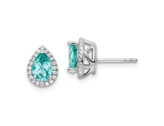 14K White Gold Pure Serenity Lab Grown Diamond Pear Created Paraiba Earrings
