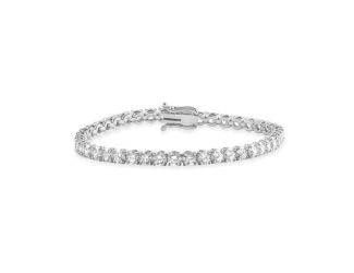 Bright White Privilege Round Lab Grown Diamond Tennis Bracelet in 14K White Gold 6.50ct,EF,VS1 VS2