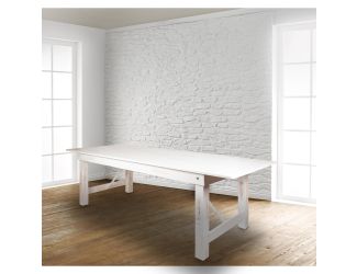 9' x 40" Rectangular Antique Rustic White Solid Pine Folding Farm Table