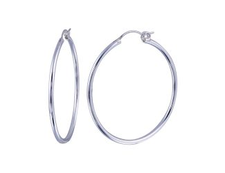 PARIKHS 2MM High Polished Hoop Earring Rounded Hinge in 925 Sterling Silver - 40MM