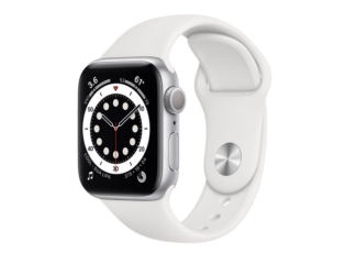 Apple Watch Series 6 GPS, 44mm Silver Aluminum Case with White Sport Band