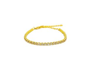 7" Diamond-cut full faceted round crystal goldtone Tennis Bracelet