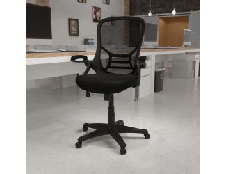 High Back Black Mesh Ergonomic Office Chair with Black Frame and Flip-up Arms