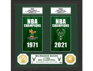 Milwaukee Bucks 2-Time Champions Bronze Coin Banner Collection