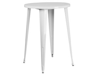 30" Round White Metal Indoor-Outdoor Bar Height Table - Industrial Table