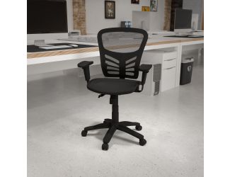 Mid-Back Black Mesh Multifunction Ergonomic Office Chair with Adjustable Arms