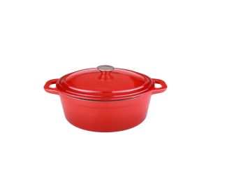 Neo Cast Iron Oval Covered Casserole 8qt Red