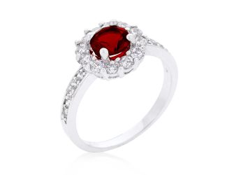 Garnet Halo Anniversary Ring
