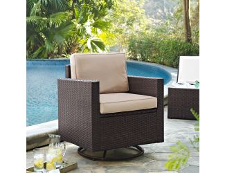 Palm Harbor Outdoor Wicker Swivel Rocker Chair With Sand Cushions