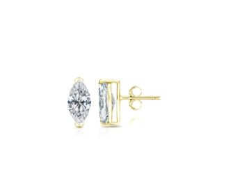 Bright White Pristine Marquise Lab Grown Diamond Stud in 14K Yellow Gold 0.30ct, Color-GH,Clarity-VS