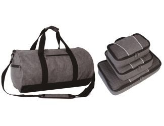 Heather Grey 4 Pc Set -Roll Bag & 3 Pc Packing Cube