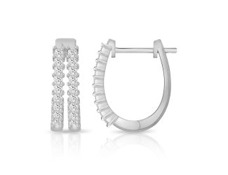 PARIKHS Princess cut Diamond Hoop Earring in 14K White Gold 0.45ct, Color-IJ, Clarity-VS2 SI1