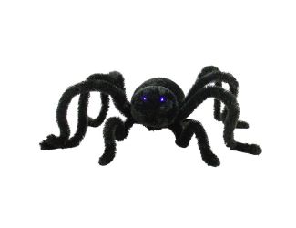 36 In. Animatronic Crawler Spider, Indoor/Outdoor Halloween Decoration, Flashing Blue Eyes, Battery-