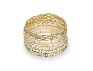 Multi Bangle Set, 7 Bracelets- Gold Tone