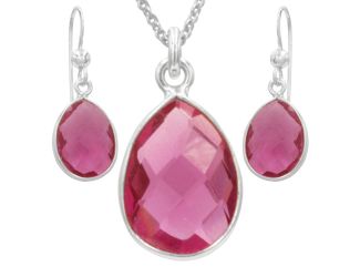 Antwerp's Pink Quartz Earrings and Necklace combination made with pear shaped, genuine quartz