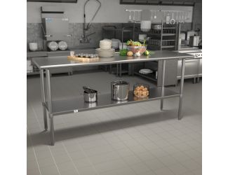 Stainless Steel 18 Gauge Work Table with Undershelf, NSF - 72"W x 30"D x 34.5"H