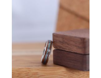 Slim Argo - Stainless Steel & Koa Ring Size 15