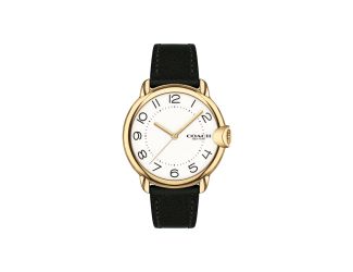 Ladies Arden Gold-Tone Black Leather Strap White Dial