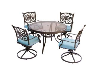 Traditions 5-Piece Dining Set in Blue with 47 in. Glass-top Table