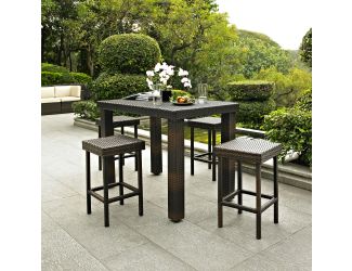 Palm Harbor 5 Piece Outdoor Wicker High Dining Set - Table & Four Stools