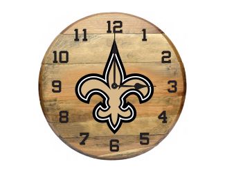 New Orleans Saints Oak Barrel Clock