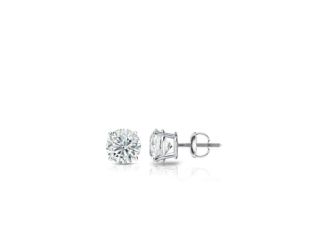 Bright White Round Lab Grown Diamond Screwback Stud in 14K White Gold 0.07ct,Color-FG,Clarity-VS SI