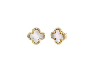 Pave Four-Leaf Clover Stud Earrings Size 12MM