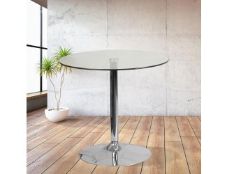 31.5" Round Glass Table with 29"H Chrome Base - Pedestal Table - Event Table