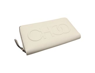 Jimmy Choo Bettina Milk White Leather Long Zip-Around Wallet
