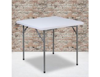 2.81-Foot Square Granite White Plastic Folding Table - Card Table/Game Table