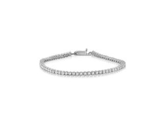 Bright White Privilege Round Lab Grown Diamond Tennis Bracelet in 14K White Gold 1.50ct,EF,VS1 VS2