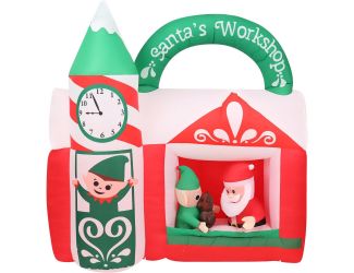 6-Ft. Wide Pre-Lit Inflatable Santa's Workshop