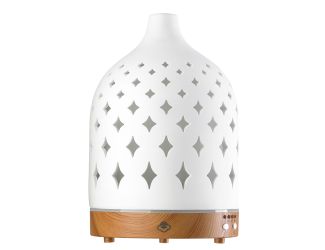 Supernova White 125 Ceramic Ultrasonic Diffuser Dark Wood Base