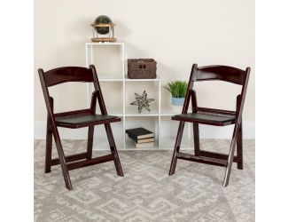 Folding Chair - Red Mahogany Resin - 2 Pack 1000LB Weight Capacity - Vinyl Seat