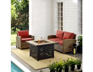 Bradenton 3 Piece Outdoor Wicker Seating Set With Sand Cushions