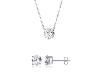 Sterling Silver and Crystal "April" Swarovski Crystal Post Earrings and Necklace Set
