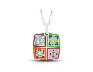 Belle Etoile Round Cubic Zirconia studded Multi color Bavaria Pendant - 925 SS with chain