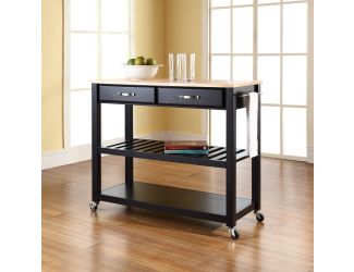 Wood Top Kitchen Cart/Island w/Optional Stool Storage