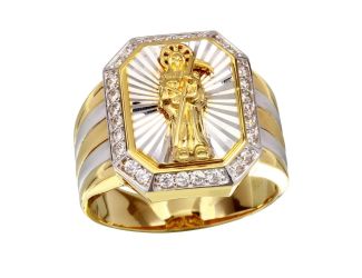 PARIKHS Men's Two Toned Santa Muerte Ring with CZ in 925 Sterling Silver - Size-9