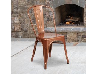 Copper Metal Indoor-Outdoor Stackable Chair - Kitchen Furniture - Caf Chair
