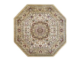Multipurpose Ivory Persian Style Olefin Medallion Motif Area Rug - 7x7 Octagon