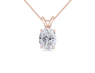Bright White Pinnacle Oval Lab Grown Diamond Pendant with chain in 14K Rose Gold 0.70ct,GH,VVS
